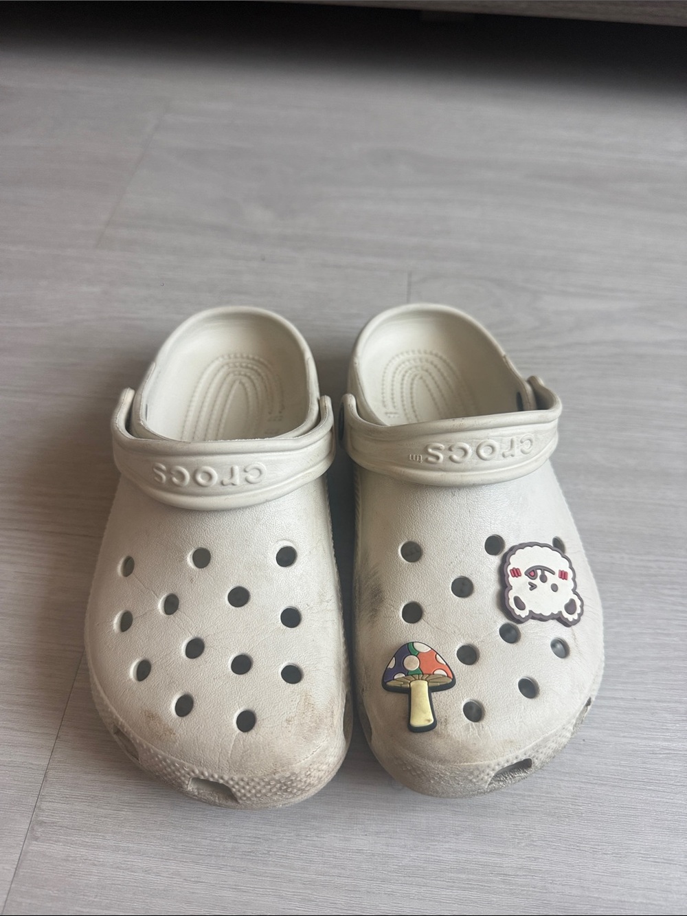 CROCS Kids Classic Clog in Off-White with Charms
